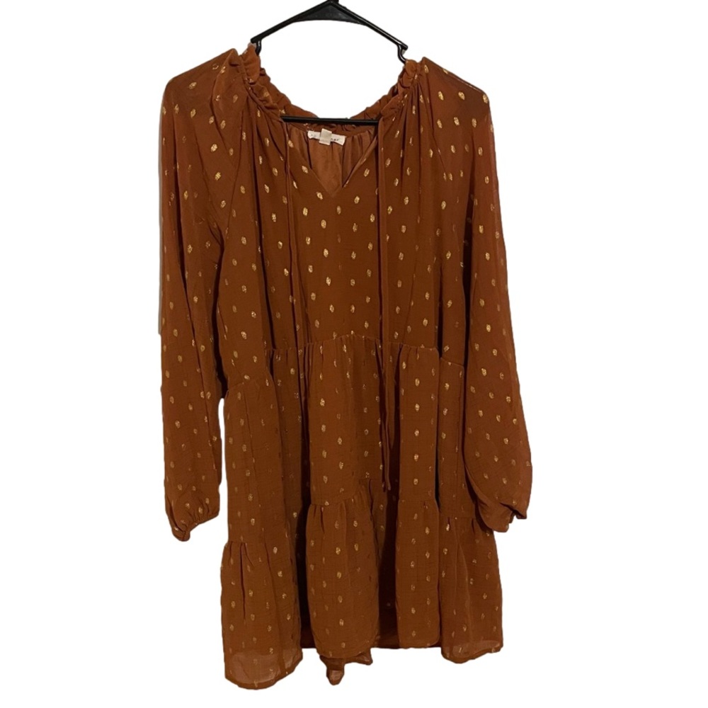 Copper Brown Dress with Gold dots